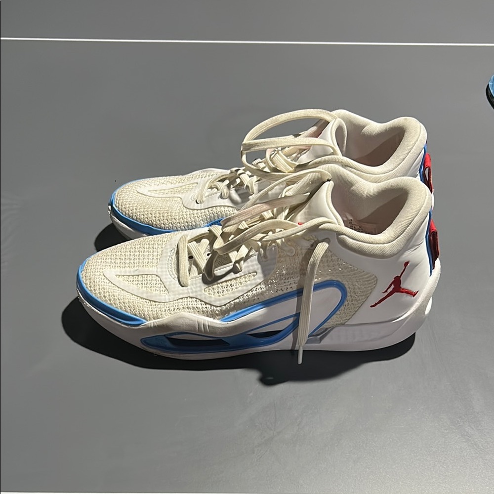 Jordan Tatum 1 Athletic Shoes - White, Blue, Red View 5